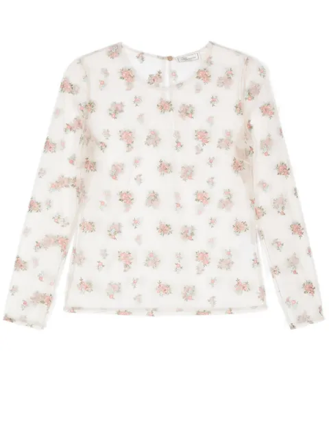 Blumarine blusa con bordado floral