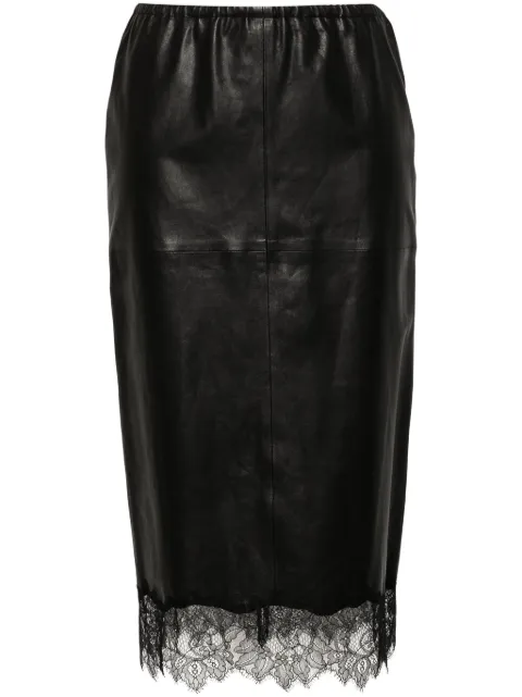 Blumarine lace-trim midi skirt