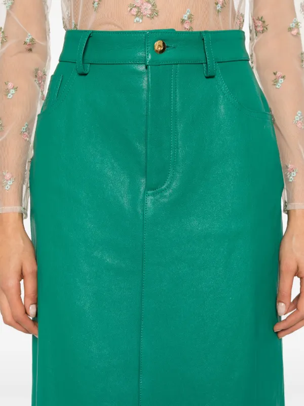 Blumarine debossed-logo Midi Skirt | Green | FARFETCH