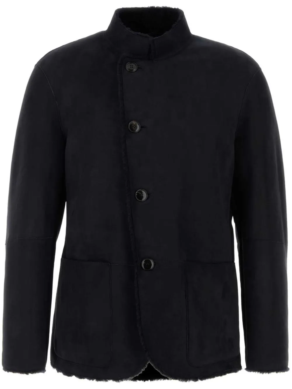 Giorgio Armani shearling-trim jacket - Black