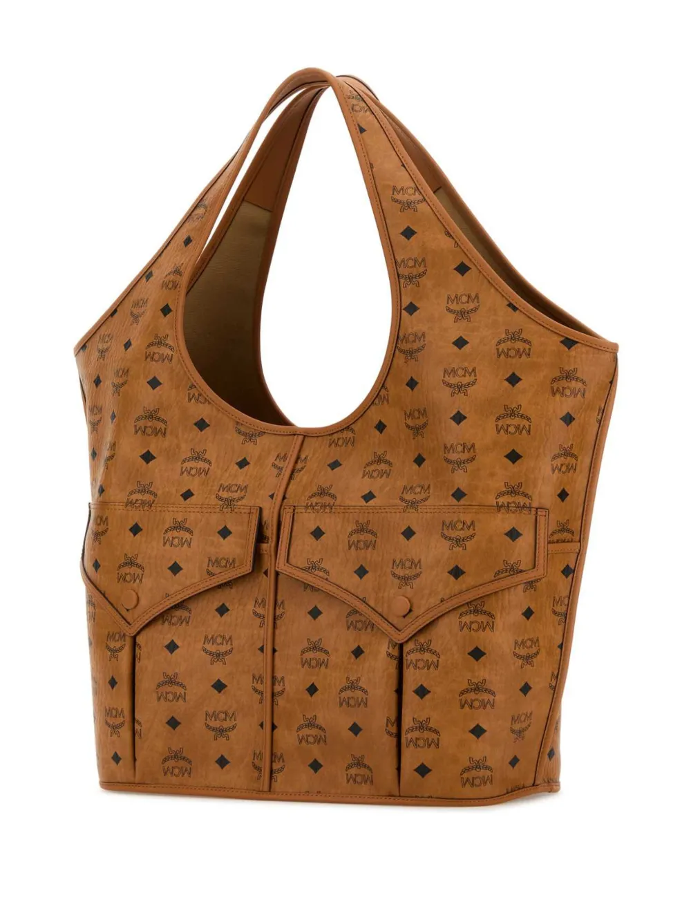 Mcm Aren Visetos Xl Shopper Tote In Brown