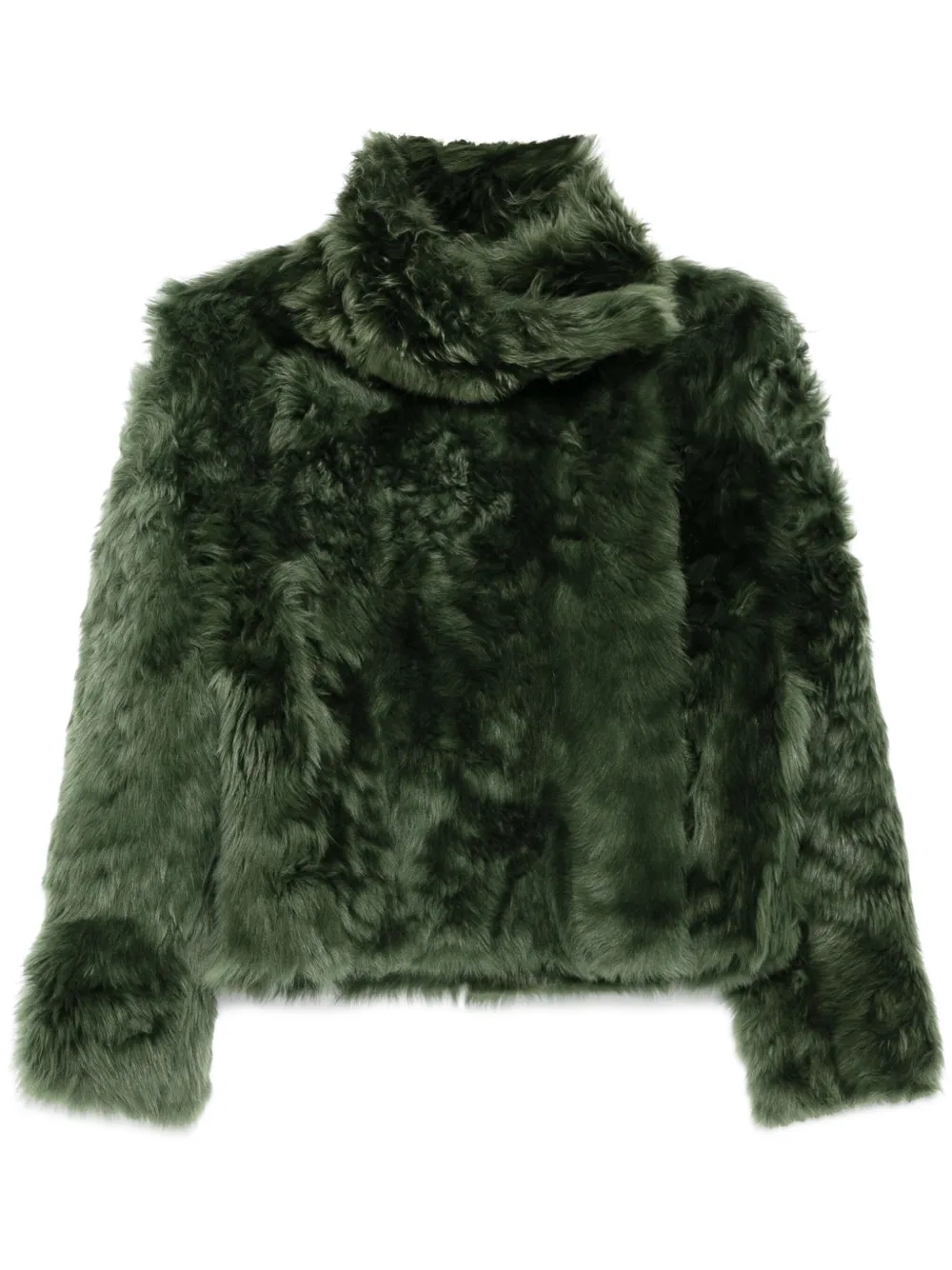 Yves Salomon Shearling Short Jacket In Green