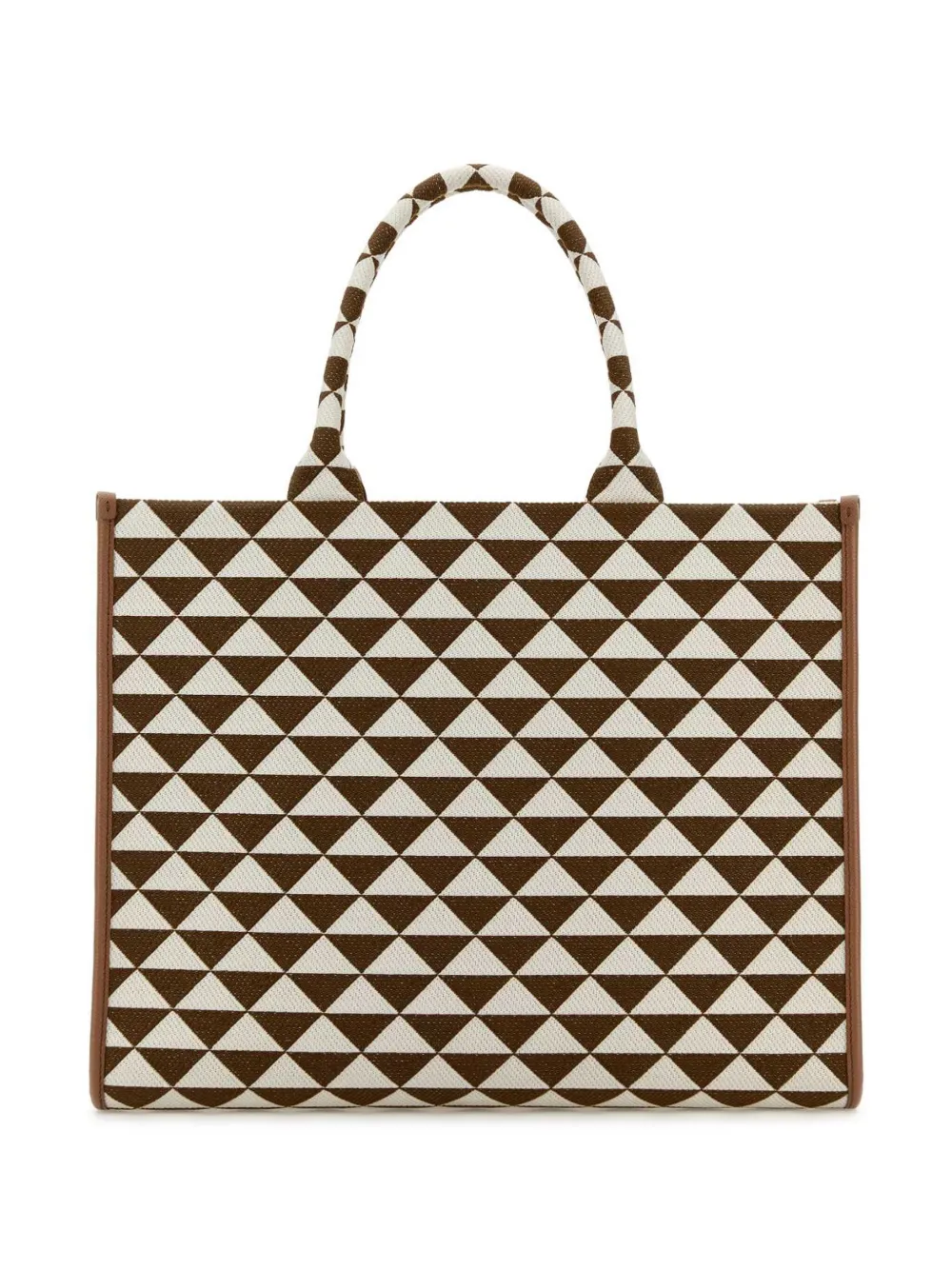 Prada Symbole grote shopper met borduurwerk Bruin