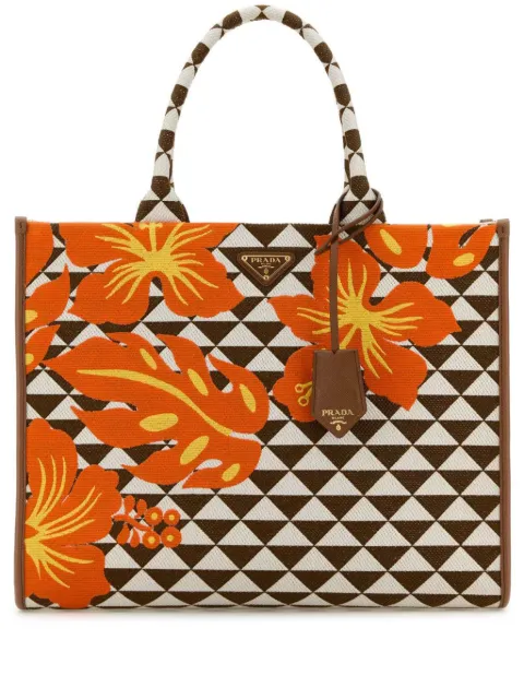 Prada large embroidered Symbole shopping bag