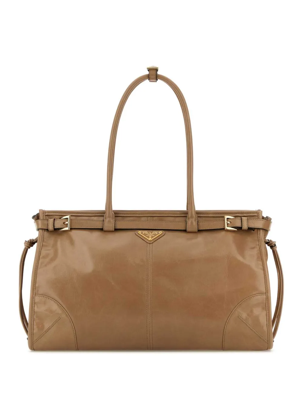 Prada Tote Bag mit emailliertem Triangel-Logo - Nude