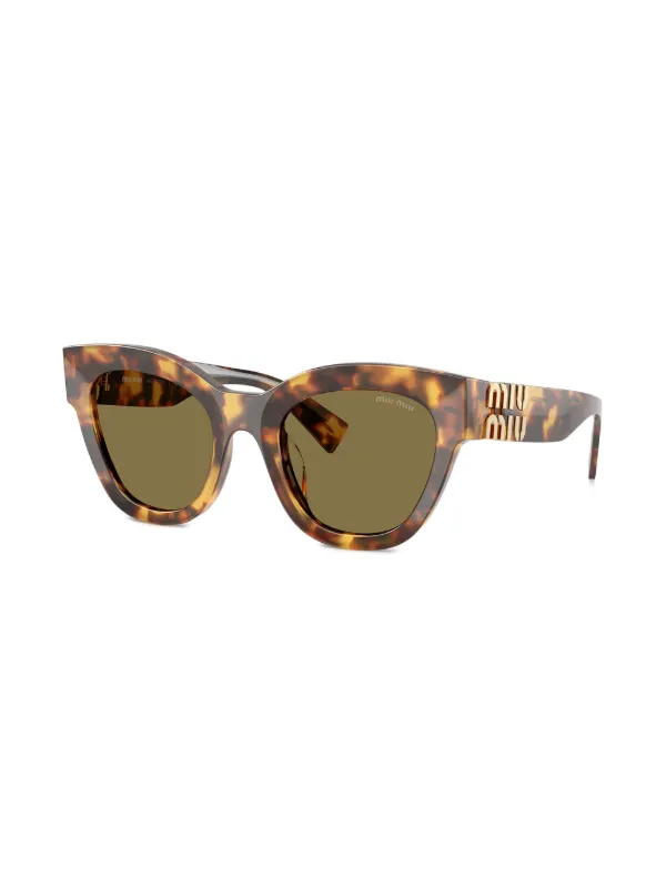 miu miu ロゴ オーバーサイズ サングラス ブラウン Miu Miu Eyewear オーバーサイズフレーム サングラス | ブラウン