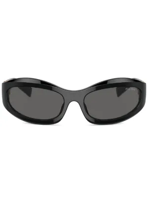 Tsukimiru【MIU MIU】Glimpse サングラス BLACK Miu Miu Eyewear Miu Glimpse オーバルフレーム サングラス | ブラック