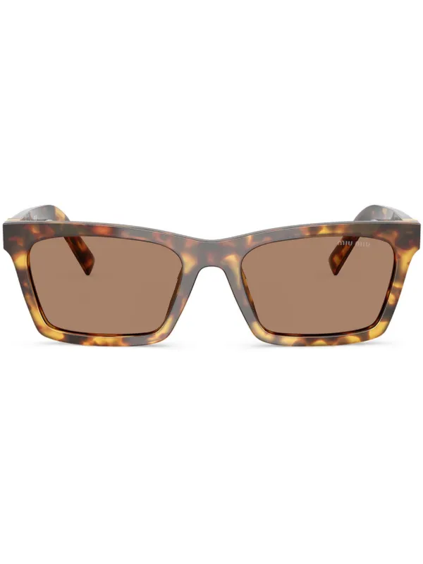 miu miu ブラウン スクエア サングラス Miu Miu Eyewear スクエアフレーム サングラス | ブラウン | FARFETCH JP