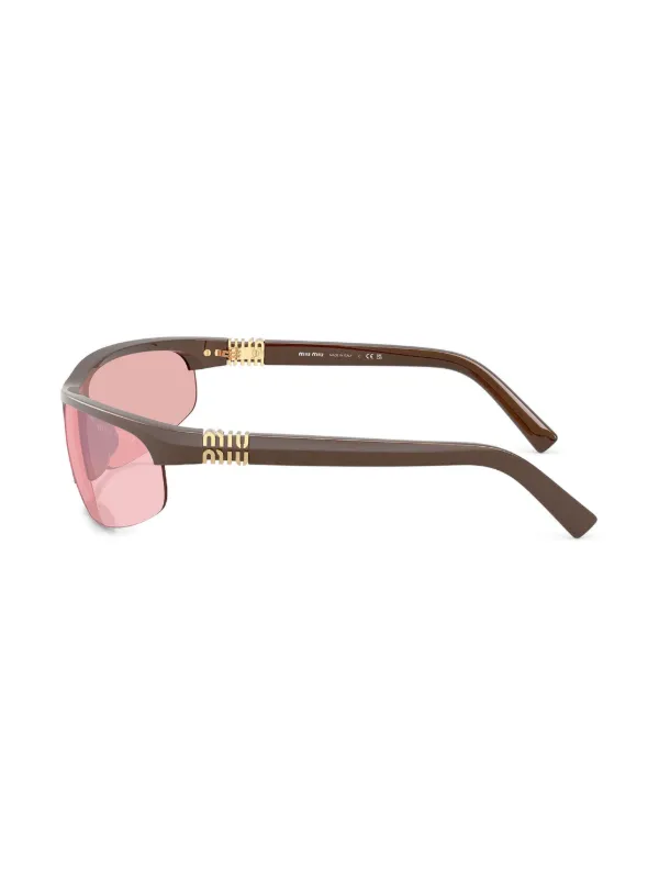 Miu Miu Eyewear オーバルフレーム サングラス | ブラウン | FARFETCH JP