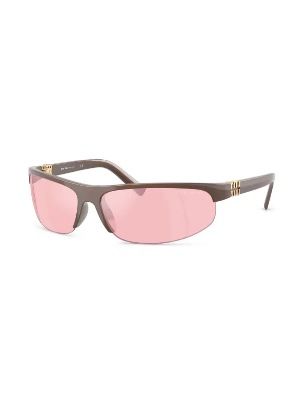 Miu Miu Eyewear オーバルフレーム サングラス | ブラウン | FARFETCH JP