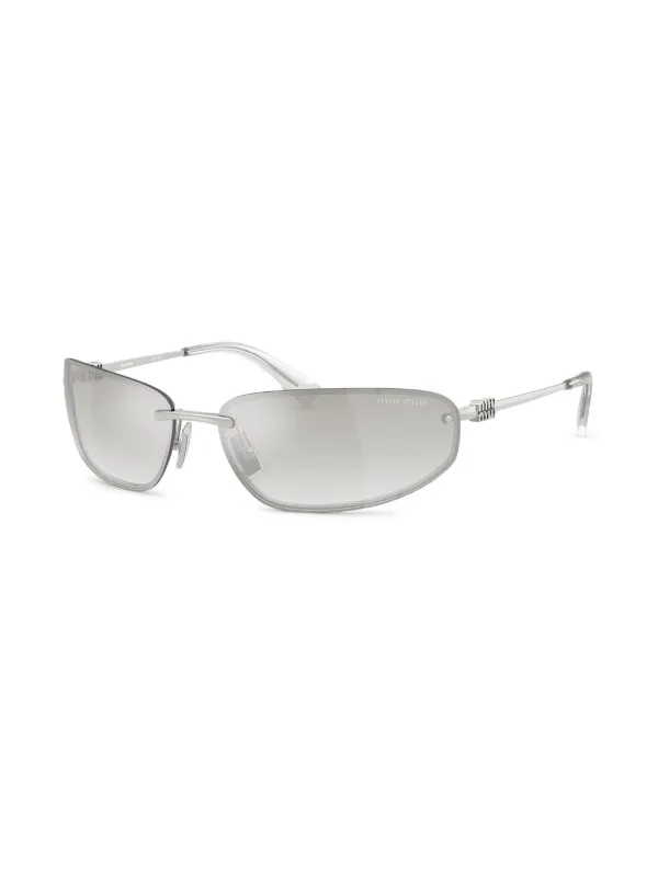 Miu Miu Eyewear wraparound-frame Sunglasses | Silver | FARFETCH