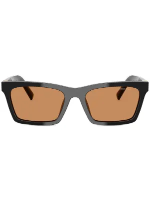 Prada Eyewear スクエアフレーム サングラス | ブラウン | FARFETCH JP
