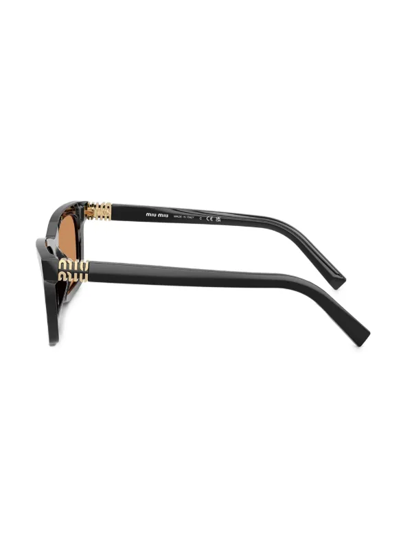 miu miu ブラック スクエアフレーム サングラス Miu Miu Eyewear スクエアフレーム サングラス | ブラック | FARFETCH JP