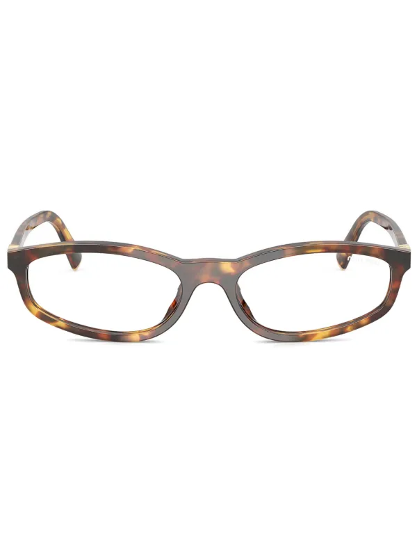 MIU MIU ブラウン オーバル メガネ Miu Miu Eyewear オーバル眼鏡フレーム | ブラウン | FARFETCH JP
