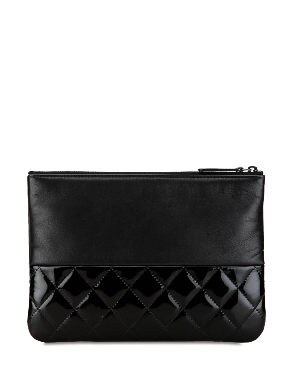 CHANEL Pre-Owned 2014-2015 Lambskin and Quilted Patent O Case clutch bag - Zwart