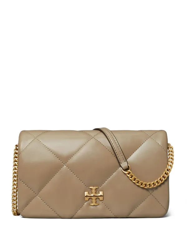 Tory Burch Kira diamond-quilted wallet-on-chain | Brown