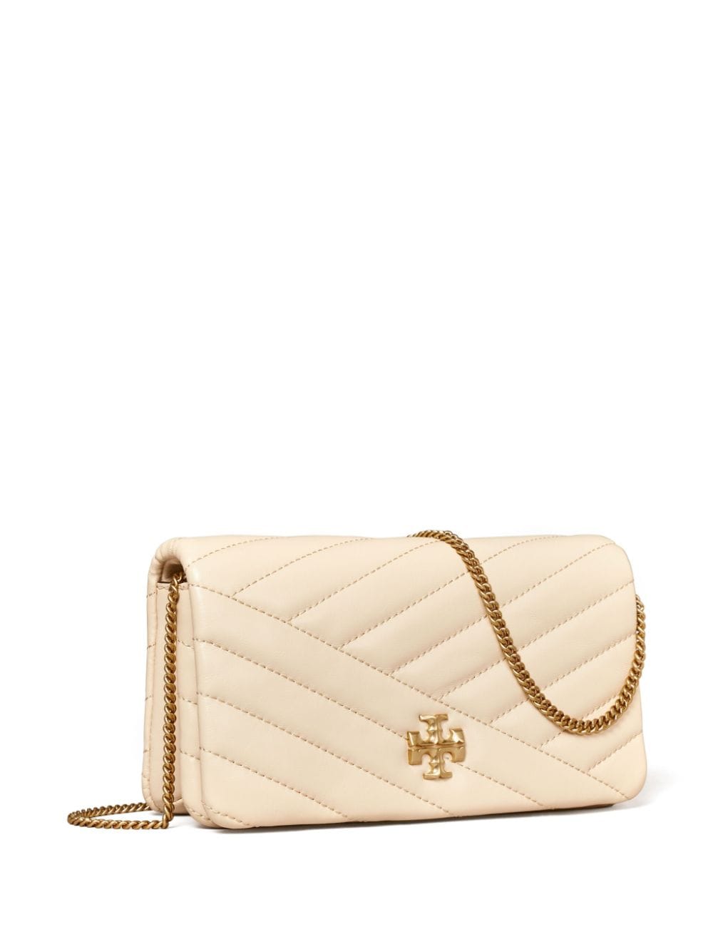 Shop Tory Burch Kira Chevron Chain Wallet In Neutrals