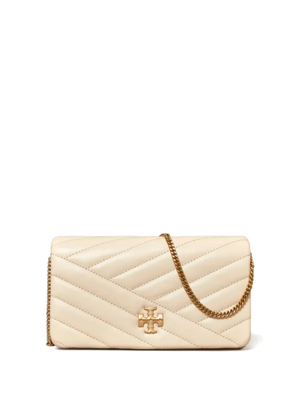 Tory Burch Kira Chevron Chain Wallet Neutrals FARFETCH