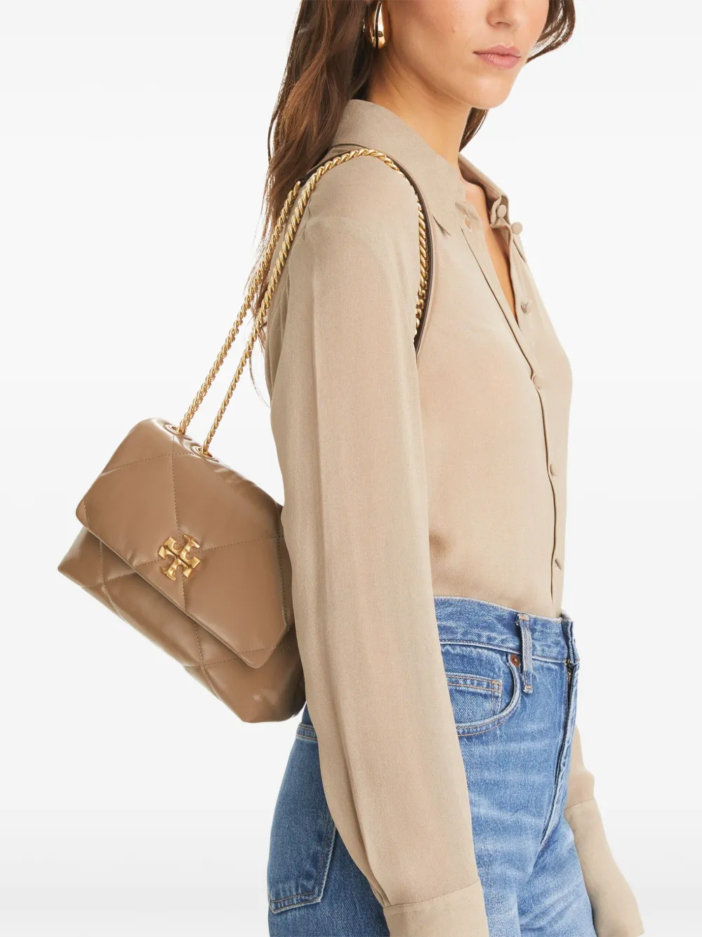 Tory Burch Kira kleine schoudertas - Beige