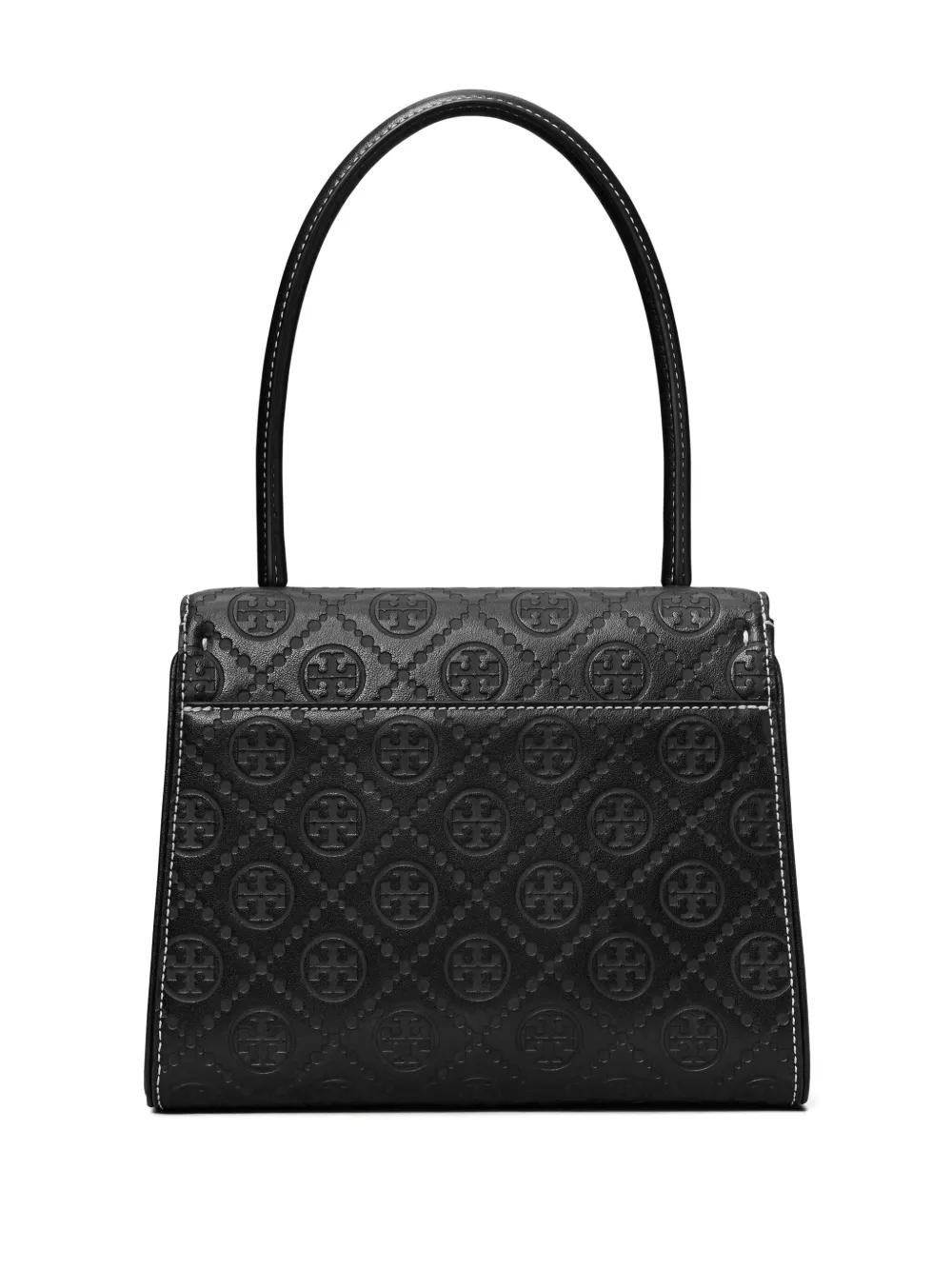 Tory Burch Small Deville T Monogram Leather Tote Bag In Black