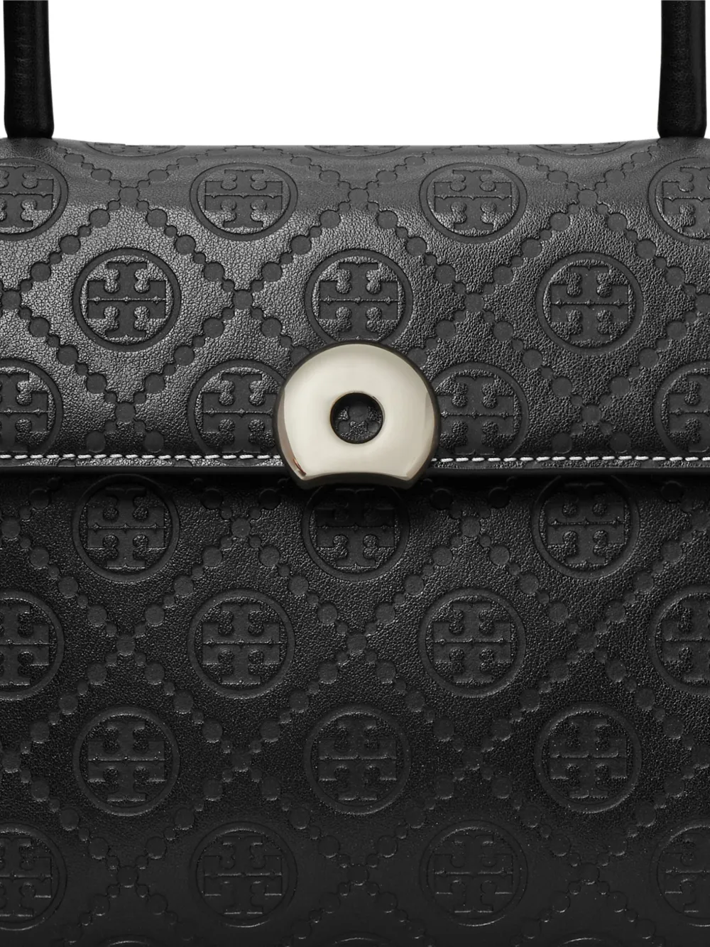 Tory Burch Small Deville T Monogram Leather Tote Bag In Black