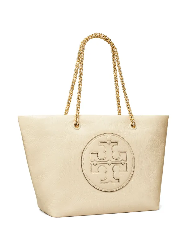 Tory Burch Ella Chain patent leather tote bag women Elastane Recycled Polyester Cotton One Size Yellow
