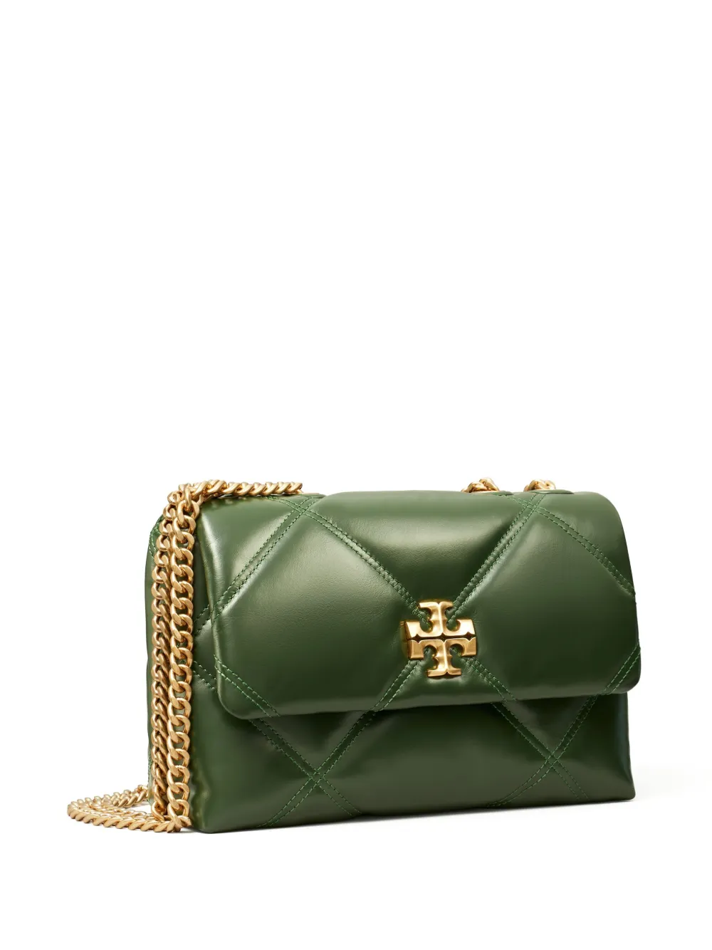 Tory Burch Kleine Kira diamantvormig gevoerde verstelbare schoudertas Groen