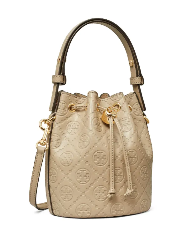 Leather Handbags Tory Burch T Bucket Bag Tory Burch Mini T Monogram Leather  Bucket Bag Neutrals FARFETCH PH