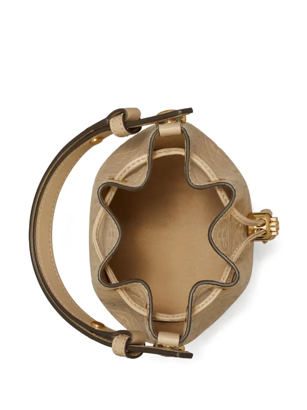 Tory Burch Mini T Monogram Leather Bucket Bag | Neutrals