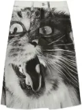 Tory Burch cat-print denim skirt - White