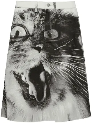 キャット猫!送料&関税込★Tory Burch★CAT PRINTED DENIM SKIRT Tory Burch cat-print Denim Skirt | White | FARFETCH