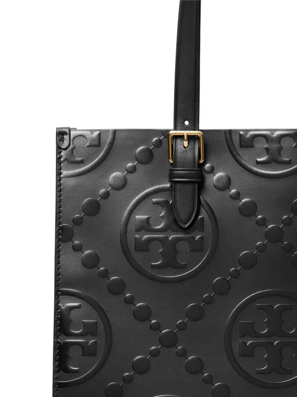 Tory Burch T Monogram embossed tote bag women Suede Nappa Leather Microfibre One Size Black