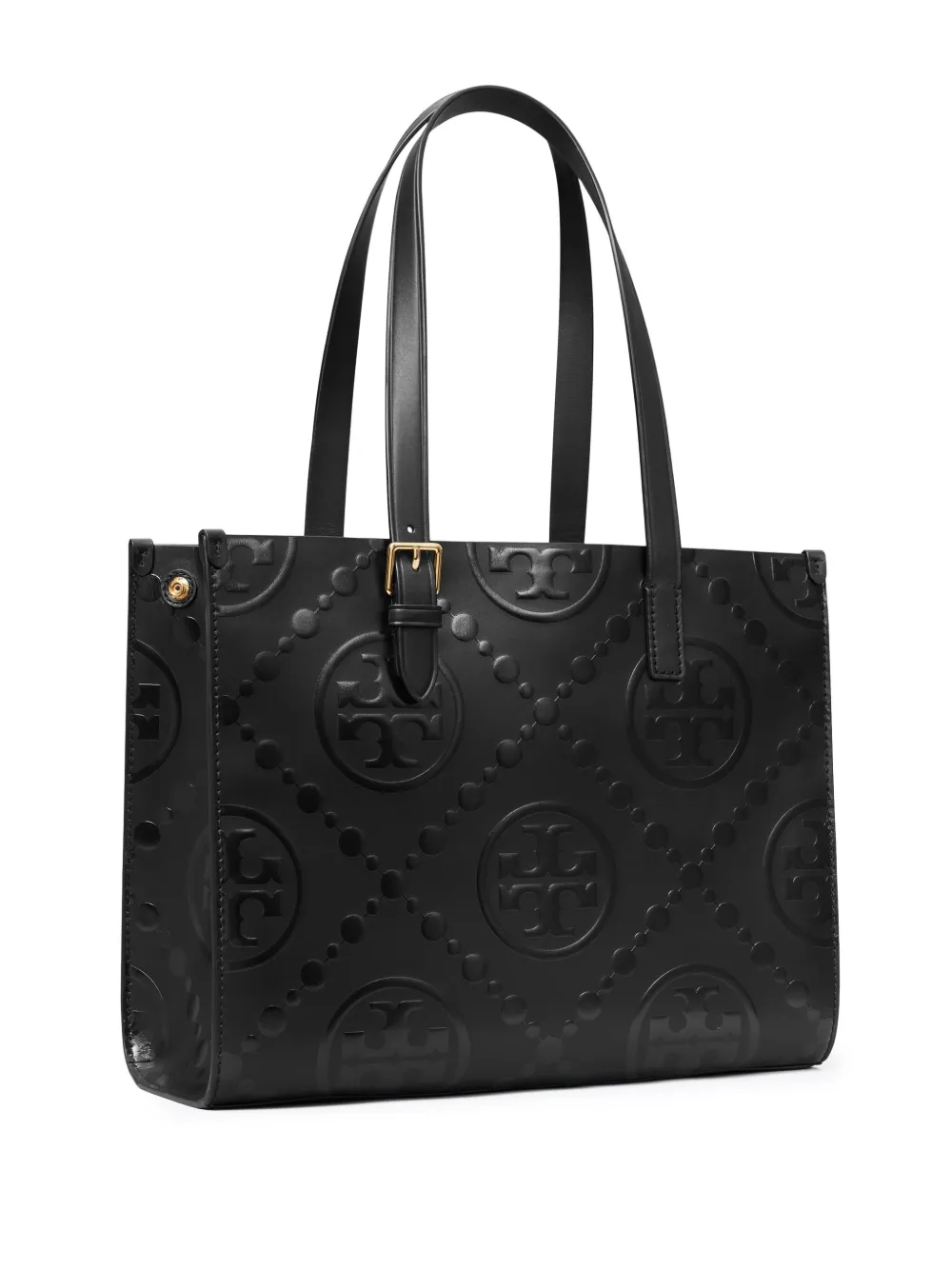 Tory Burch T Monogram-embossed Tote Bag In Black