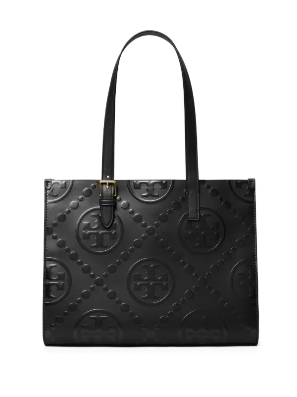 Tory burch black leather tote bag shop