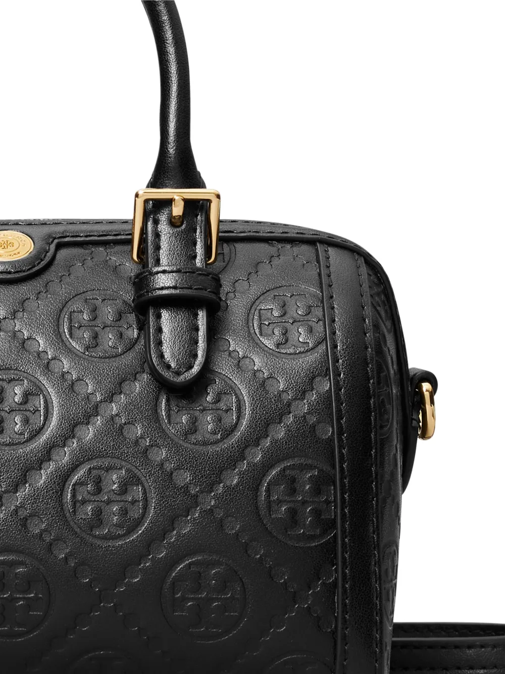 Tory Burch Petite T Monogram barrel tas Zwart