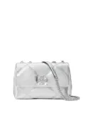 Tory Burch small Kira metallic diamond-quilted convertible shoulder bag - Silver
