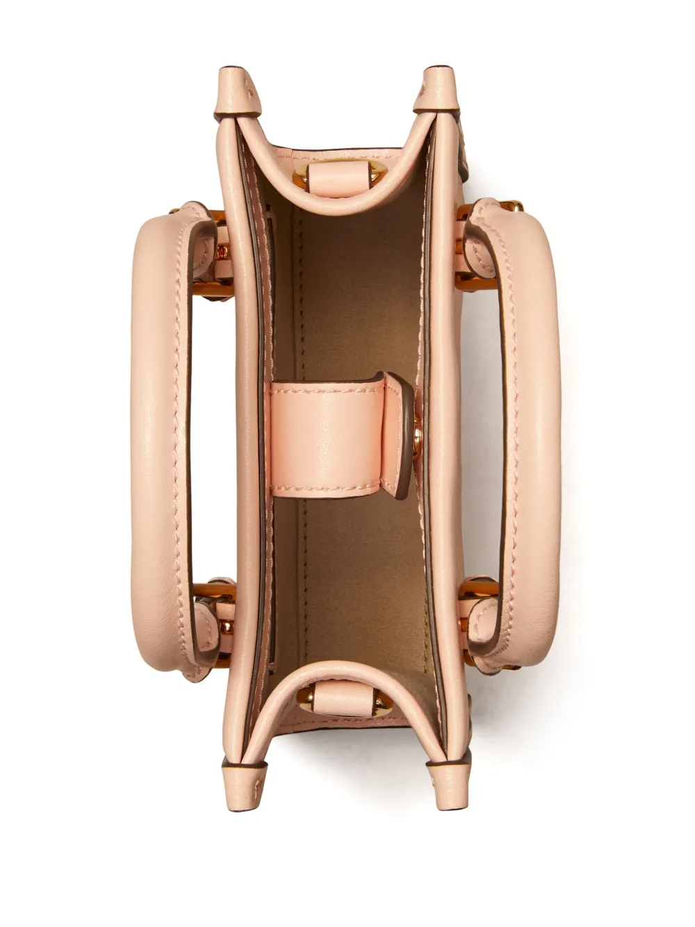 Tory Burch T Monogram Leather Mini N/s Tote In Neutrals