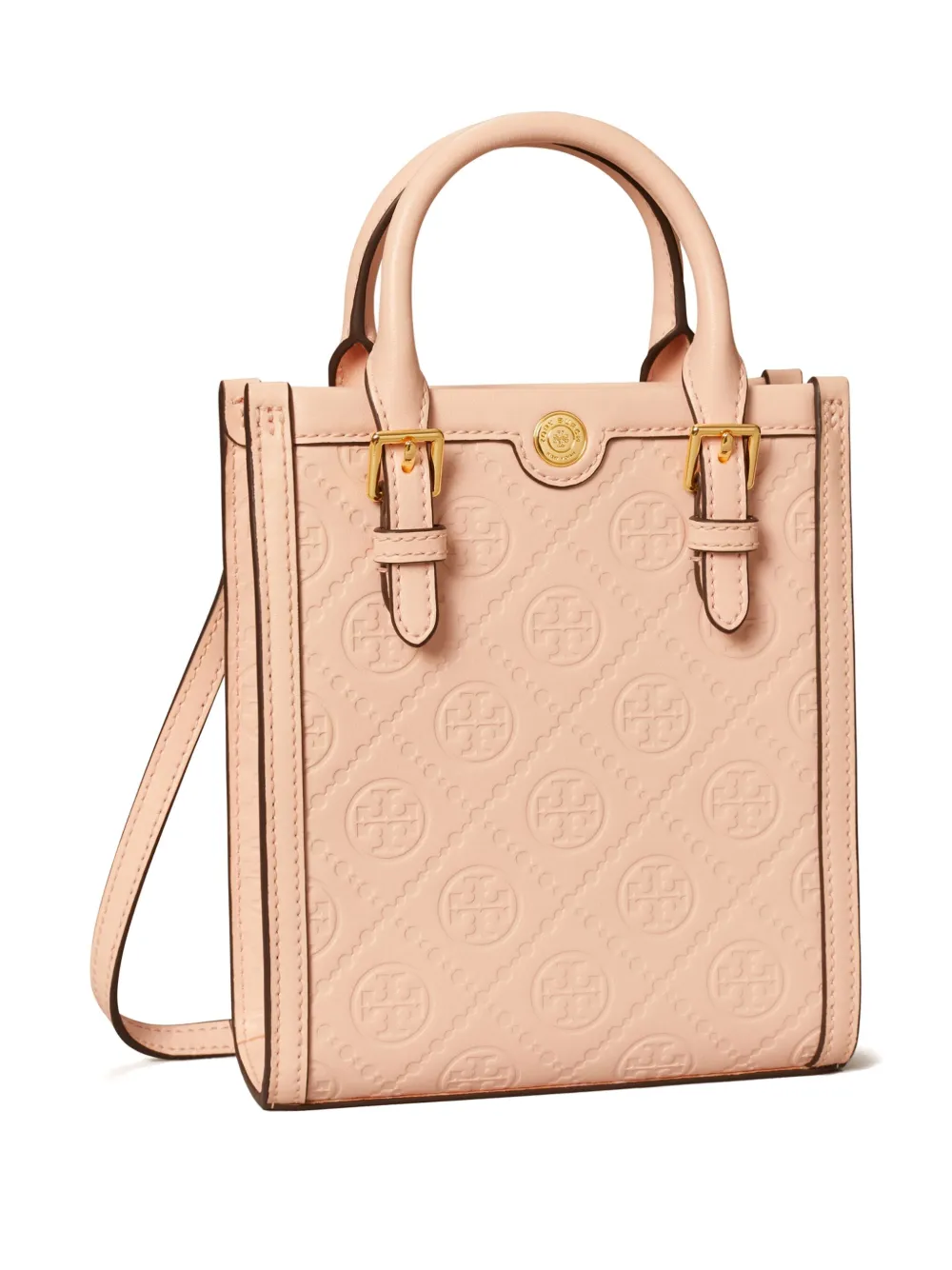 Tory Burch T Monogram Leather Mini N/s Tote In Neutrals