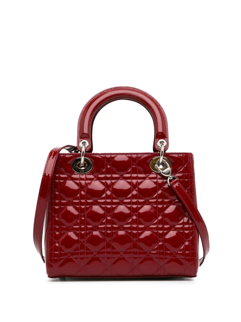 Christian Dior Pre-Owned 2008 Medium Patent Cannage Lady Dior satchel - Rood