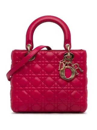 Christian Dior Pre Owned Sac Lady Dior Cannage Medium 2012 Rose FARFETCH CM