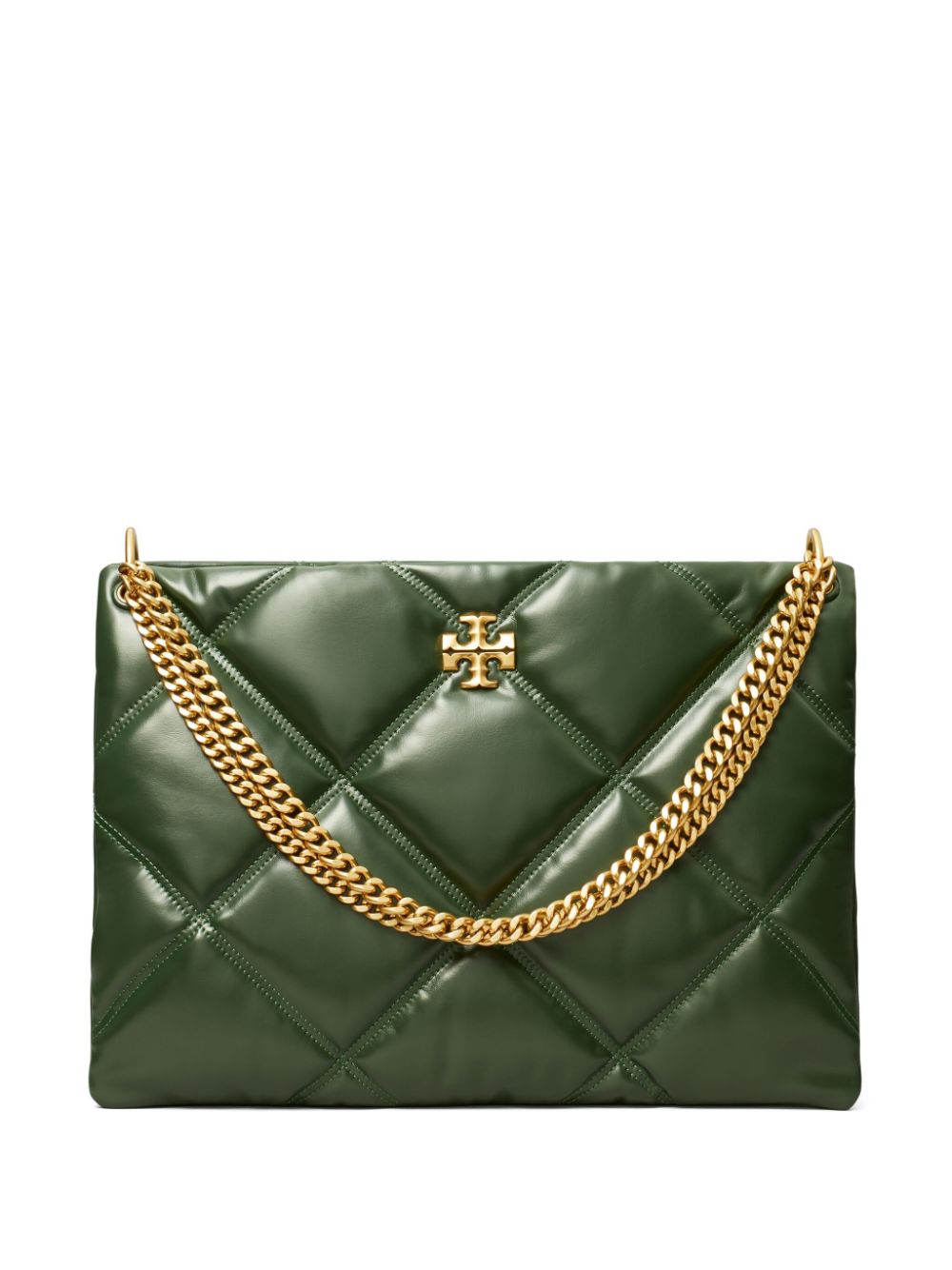 Tory Burch Kira diamond-quilted contrast-stiching shoulder bag - Green