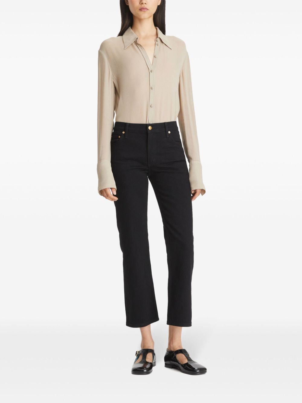 Tory Burch cropped flared jeans - Zwart