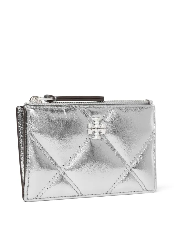 Tory Burch Kira Metallic Diamond Quilt Zip Card Case