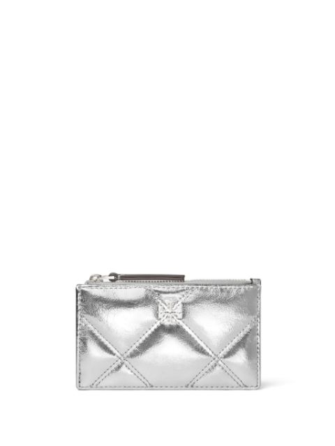 Tory Burch Kira metallic diamond quilt zip card case Women