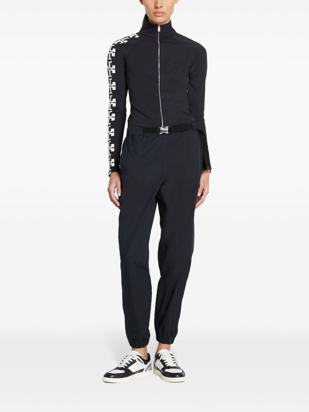 Tory Burch Popeline trainingsbroek met ceintuur - Zwart