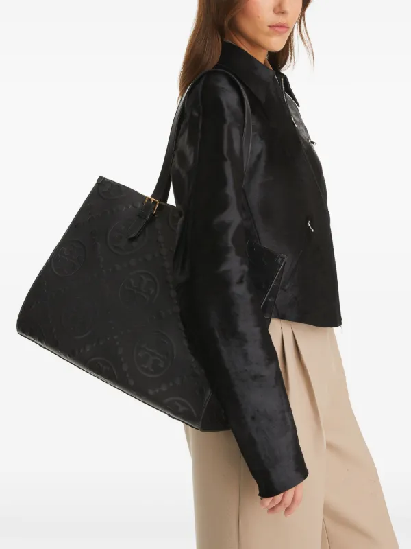 Tory Burch T Monogram-embossed Tote Bag | Black | FARFETCH