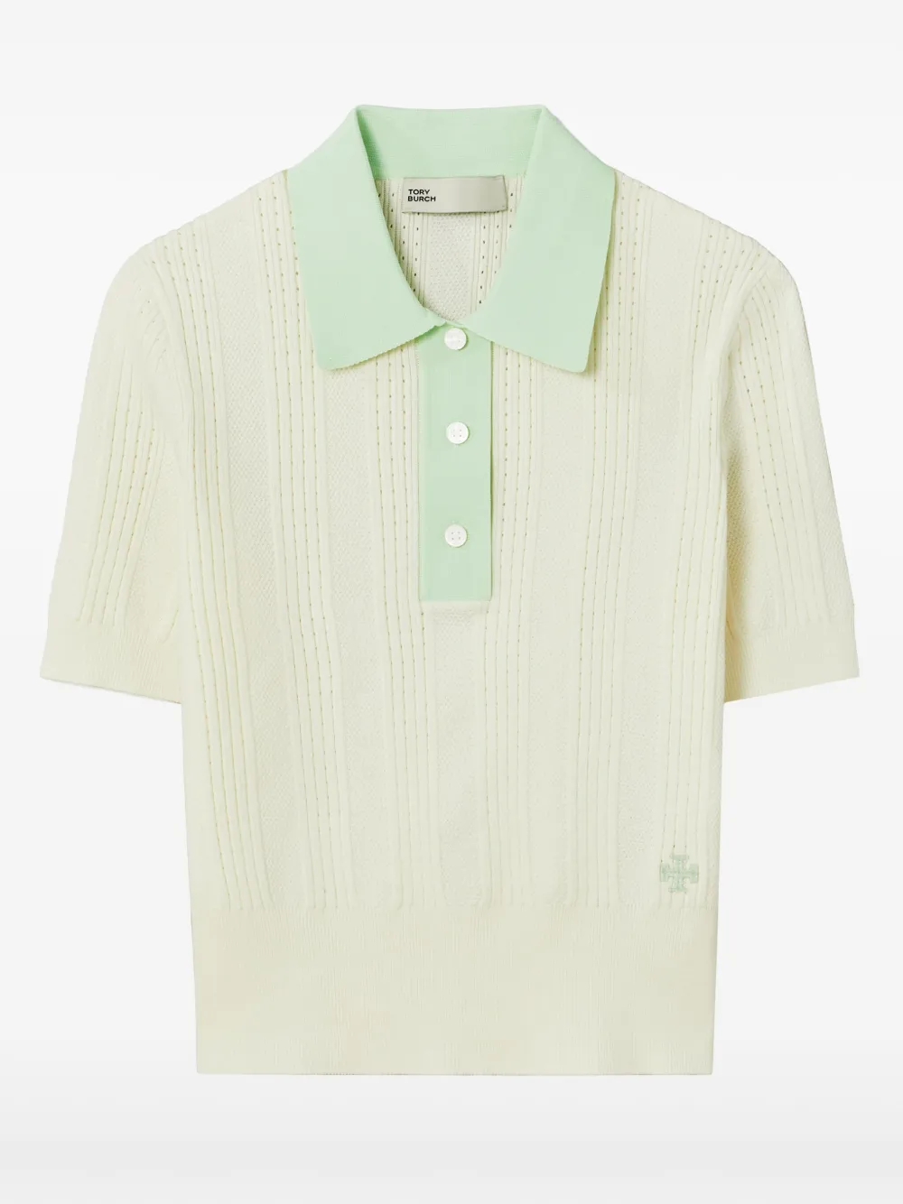 Tory Burch pointelle-knit Polo Sweater | Neutrals | FARFETCH
