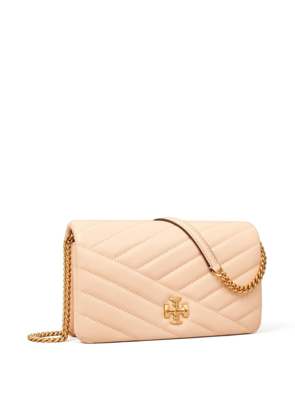 Shop Tory Burch Kira Chevron Chain Wallet In Pink