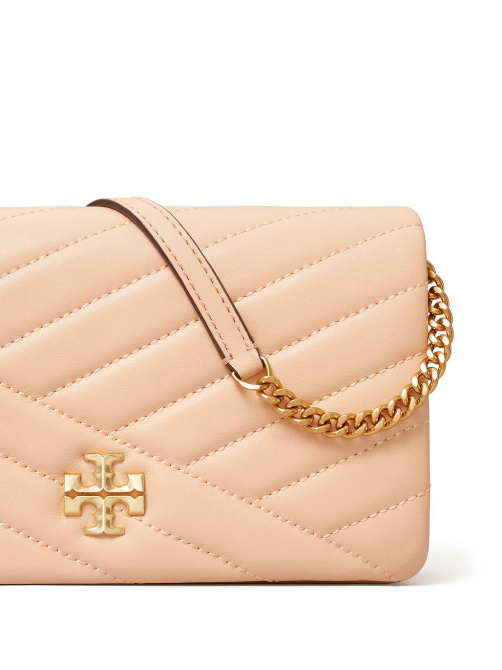 Shop Tory Burch Kira Chevron Chain Wallet In Pink