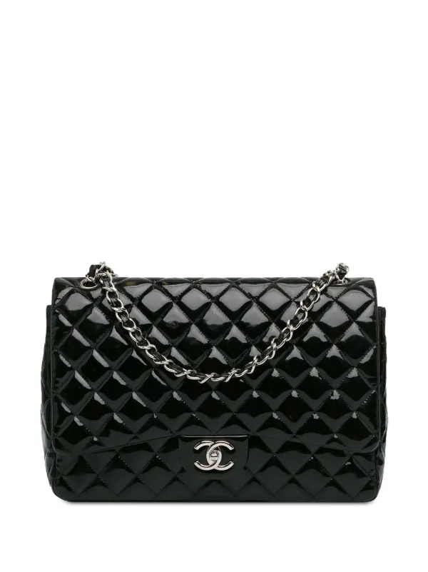 CHANEL Pre Owned 2011 Maxi Classic Patent Double Flap Shoulder Bag Black FARFETCH IE